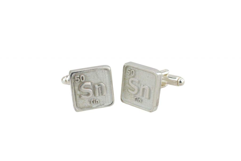 Periodic Science Table SN Tin Cufflinks - Made From 100% Pure Tin - 10th Anniversary Gift Idea