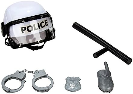 Kids Combat Police Helmet and Accessories Pretend Play Set ( White )