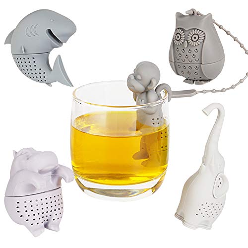 Silicone Tea Infuser Set of 5,Funny Loose Leaf Strainer,Cute Filter for Tea,Coffee,Herbal,Spice