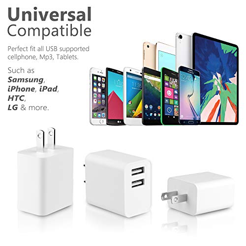 image for XBRN Wall Charger,USB Charger Adapter, 2-Pack 2.1Amp Dual Port Quick C