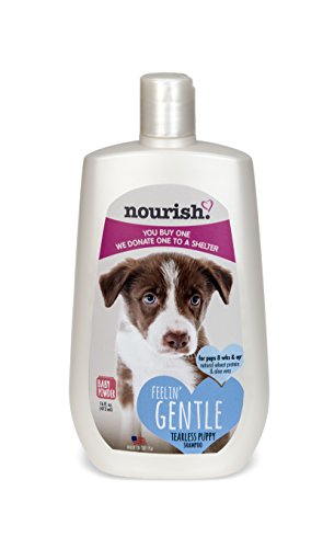 Nourish Tearless Gentle Puppy Shampoo, Baby Powder Scented 16 oz - You Buy 1, We Donate 1 to a Shelter, Made in USA, PH Balanced