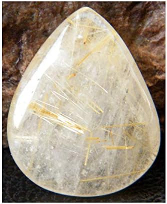 Golden Rutile Cabochon, Rutilated Quartz 25Ct Pear Shape 24x19x7.5mm, K-5154