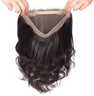 360 Lace Frontal Closure with Pre Plucked Body Wave Brazilian Virgin Hair Frontal Closure with Baby Hair 100% Unprocessed Human Hair Nature Color(360 12")