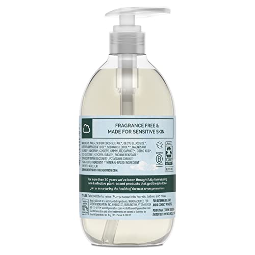 SEVENTH GENERATION LIQUID HAND SOAP FRAGRANCE FREE FREE & CLEAN UNSCENTED HAND SOAP 12 OZ