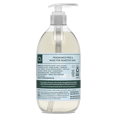 Seventh Generation Liquid Hand Soap Fragrance Free Free & Clean Unscented Hand Soap 12 oz