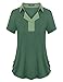 Miagooo Women's Lapel Collar V Neck 2-Button Short Sleeve Casual Polo Shirt