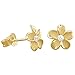 Yellow Gold Plated Sterling Silver 7mm Plumeria Stud Earrings