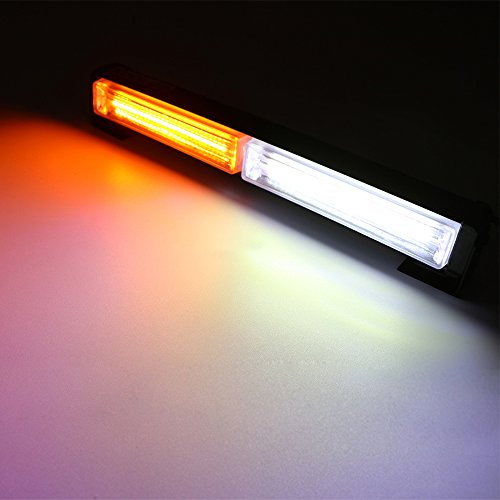 Pulusi 12V 36W Cob Led Strobe Emergency Beacon Hazard Warning Light High Intensity for Car Truck Firework Traffic Advisor Caution(Amber White)