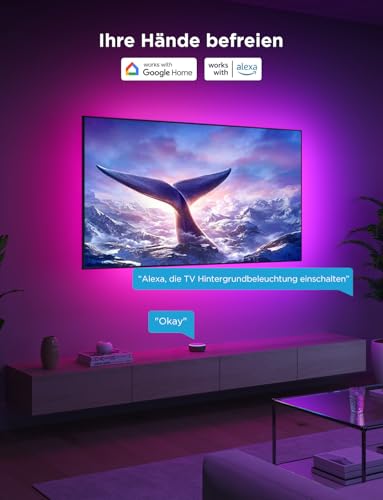 Govee LED TV Backlight 2.4 m, RGBIC LED Strip for 40-50 Inch TV, Intelligent Strips with Bluetooth & WiFi Control, Works with Alexa & Google Assistant, Music Sync