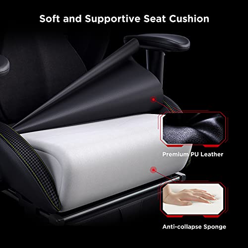 AutoFull-Silla-Gaming-Silla-Gamer-Ergonomica-Silla-de-Oficina-Cuero-de-PU-Silla-de-EscritorioAltura-e-inclinacion-AjustablesReposacabezas-y-Soporte-LumbarReposapiesNegro