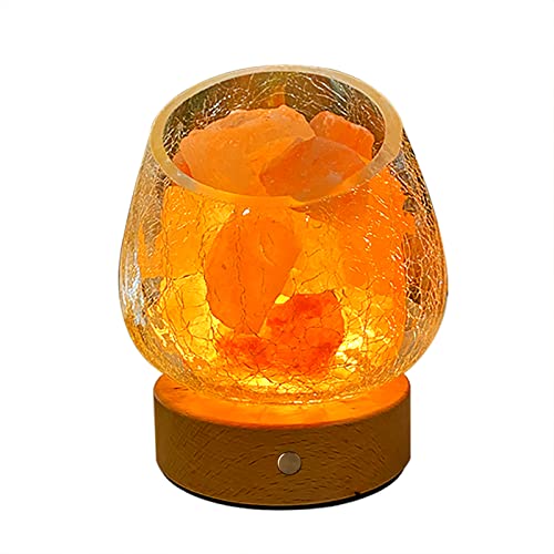 Wireless Rock Lights Himalayan Salt Lamp With Crackle Glass Ball... Wireless Rock Lights Himalayan Salt Lamp With Crackle Glass Ball...