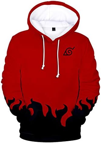 Men Naruto 3D Print Pullover Hoodie Sweatshirt with Kangaroo Pocket