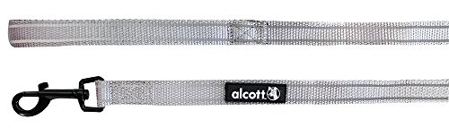 alcott Adventure Dog Leash with Reflective Stitching & Neoprene Padded Handle, Medium, Grey