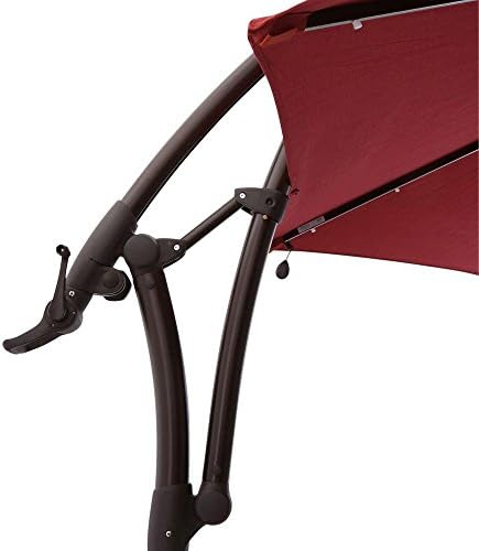 Amazon Com Hampton Bay 11 Ft Led Offset Outdoor Patio Umbrella With Base In Sunbrella Henna Yjaf 052l C Garden Outdoor