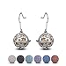 INFUSEU Dangling Earrings Daisy Drop for Women Aromatherapy Essential Oil Diffuser Locket Jewelry + 14 PCS Lava Stone Rock Balls (Silver)