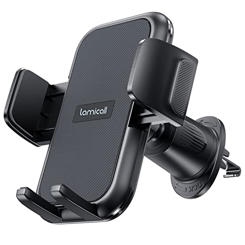 Lamicall Car Phone Holder Vent - [Thick Cases Friendly] Wider Clamp & Metal Hook, Phone Holders for Your Car Mount Automobile Hands Free Cradle Air Vent for iPhone 17 16 15 14 Pro Max All Smartphone
