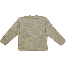 Mogul Interior Men’s Yoga Kurta Casual Cotton Beige Full Sleeves Shirt Tunic L