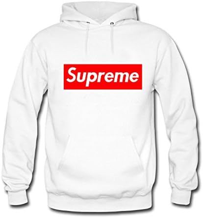 Supreme Logo For Men's 100% Cotton Graphic Pullover Hoodie Sweatshirt Small White