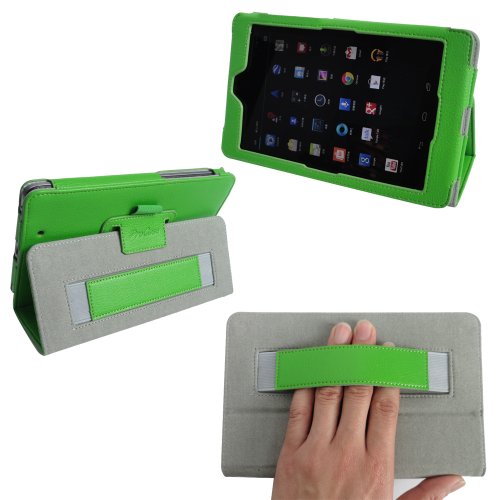 ProCase (TM) google nexus 7 case Slim Leather Case Cover Google Nexus 7 Tablet, built-in Flip Stand, w/ sleep / wake feature (Green)