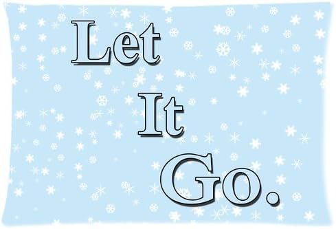 Frozen Let It Go Fonts With Snow Flake Falling Light Blue Custom Queen Size Bed Pillowcase DIY Pillowslips Roomy in Size 20 x 30 Inch