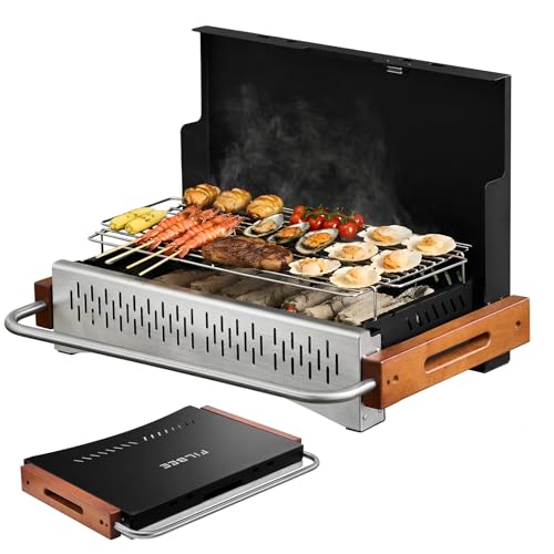 Portable BBQ Charcoal Grill, No Assembly Hibachi Grill for Camping