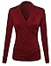 Awesome21 Women's Basic Brushed Modal Crossover Long Sleeve Top with High-Low Hem