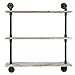 MyGift 3-Tier Rustic Wood Wall Mounted Floating Display Shelf with Black Industrial Style Pipe, Brown