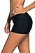 QUEENIE VISCONTI Women Swim Boy Shorts Waistband Boardshorts Swimsuits Pants Black M