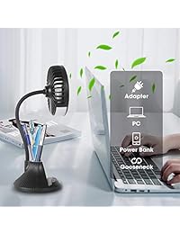 TREKOO - Ventilador de escritorio (2600 mAh, batería recargable, USB, ventilador personal)