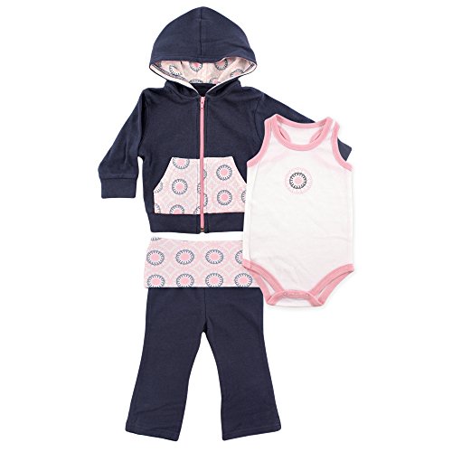 Yoga sprout baby girl hoodie, bodysuit and pant, 3-piec…