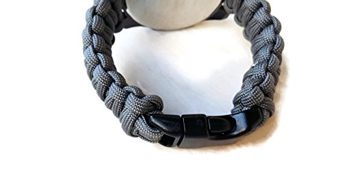 Gray big paracord wrist watch men Braid parachute strap excursion bracelet Husband dad Custom gift