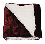 ULTIMATE SHERPA THROW SUPER LUXURIOUS PLUSH REVERSING TO MICROSHERPA 60 in x 70 in / 152 cm x 177 BURGUNDY