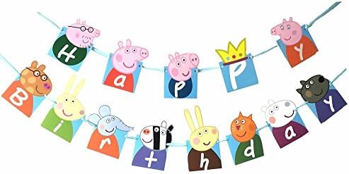 Happy Birthday Animals Party Bunting Banner Supplies Decoration