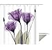 Ao blare Purple Flower Shower Curtain Violet Floral Decor Polyester Fabric Bathroom Set with Hooks 72X72Inch (Purple)