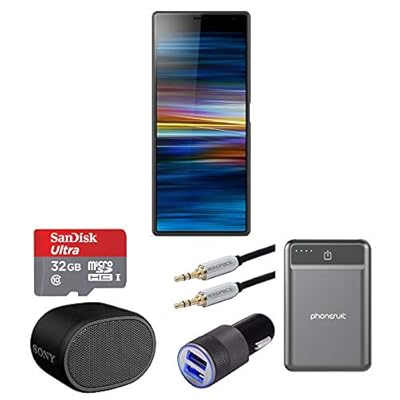 Sony Xperia 10 Plus 6.5" Dual Camera Unlocked Smartphone (64GB) Bundle SRSXB01 Bluetooth Speaker, Aluminum car Charger, Portable Battery Bank, and Extra 6ft USB-C Cable