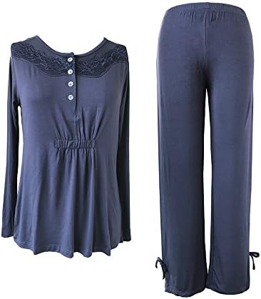 GUdiPUdi Women's Bamboo Pajamas, Hot Flash Menopause Relief PJS, Round Neck
