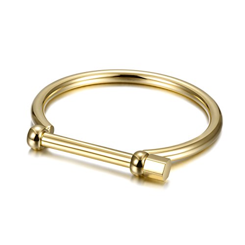 Wistic Gold Cuff Bangle Bracelet Stainless Steel Screw Bar Bracelet for Women Men Girls Boys