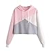 Keepfit Women Patchwork Hoodie Sweatshirt Crop Tops Jumper Hooded Pullover Blouse