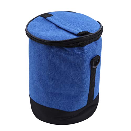 Yunzee Insulation Lunch Bag Washable Cylinder Lunch Handbag Tote Water Drinks Bottles Cans Bag Work Picnic Carrying Pouch,Blue,7.48inch