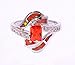 CiNily White Gold Plated Created Orange Fire Opal Rings Size 5-12