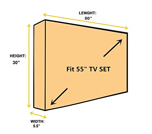 BroilPro Accessories Outdoor 55" TV Set Cover,Scratch Resistant Liner Protect LED Screen Best-Compatible with Standard Mounts and Stands (Black)
