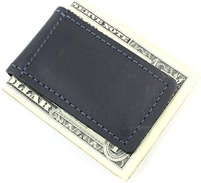Genuine Leather Magnetic Money Clip - Navy
