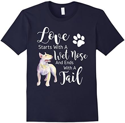 Mens I love My Dog T-Shirt Bull Terrier Medium Navy