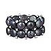 Beautiful Silver Plated Beads Peacock Color Cultured Freshwater Pearls Stretch Ring.