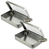 Mighty Gadget (R) Clear Top Rectangular Empty Hinged Lid Survival Steel Tin Container for Geocaching or Survival Gear (2 Pack) - 5 1/4” x 3 3/8” x 7/8