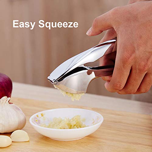 Garlic Press Crusher and Mincer with Sturdy Construction - Professional Food Grade, Rust proof, Easy Squeeze and Clean, Dishwasher Safe, By Venoya