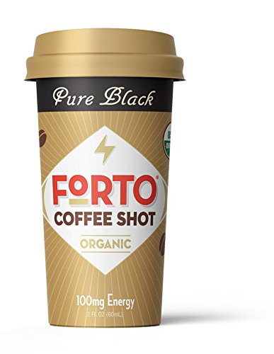 FORTO Coffee Shots - 100mg Caffeine, Pure Black, High Caffeine Cold Brew Coffee, Bottled Fast Coffee Energy Boost, 6 Pack