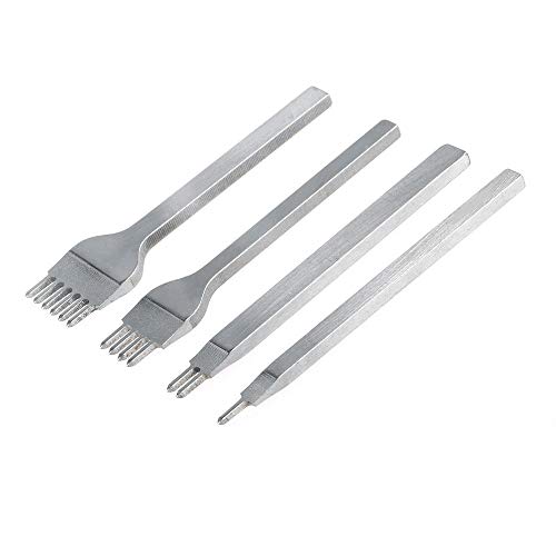5mm Lacing Stitching Chisel Set Hole Punch Tool 4PCS 1+2+4+6 Prong Diamond Hand Working Hole DIY