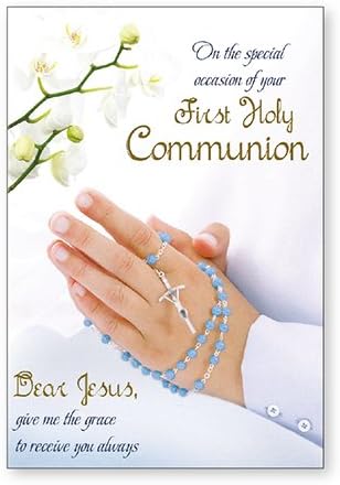 Boy's On Your First Holy Communion Card with Insert Gold Embossed