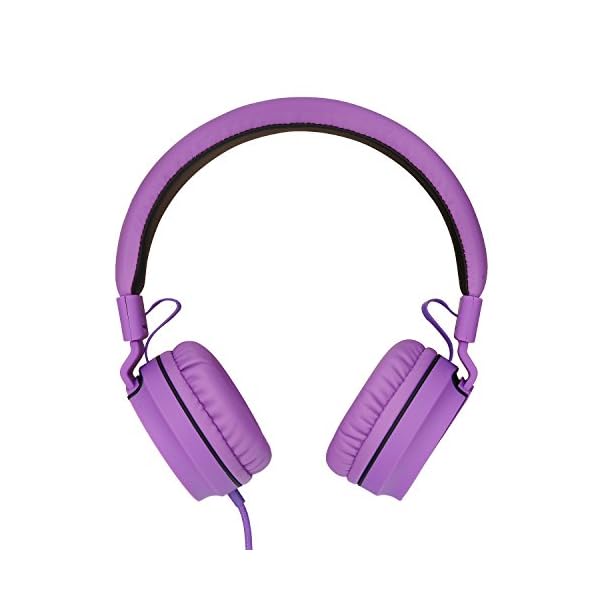 Rockpapa-952-Stereo-Foldable-Headphones-On-Ear-Adjustable-Headband-with-Microphone-for-Kids-Childrens-Adults-Tablet-Computer-Mobile-CDDVD-MP34-Black-Purple Rockpapa Kids Headphones, 952 Childrens Headphones, Wired Headphones with Microphone, Foldable, Stereo Sound, 3.5mm Jack…